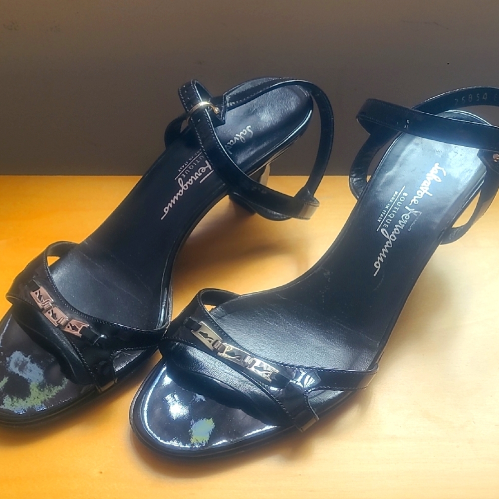 Salvadore Ferragamo Black Strappy Sandals